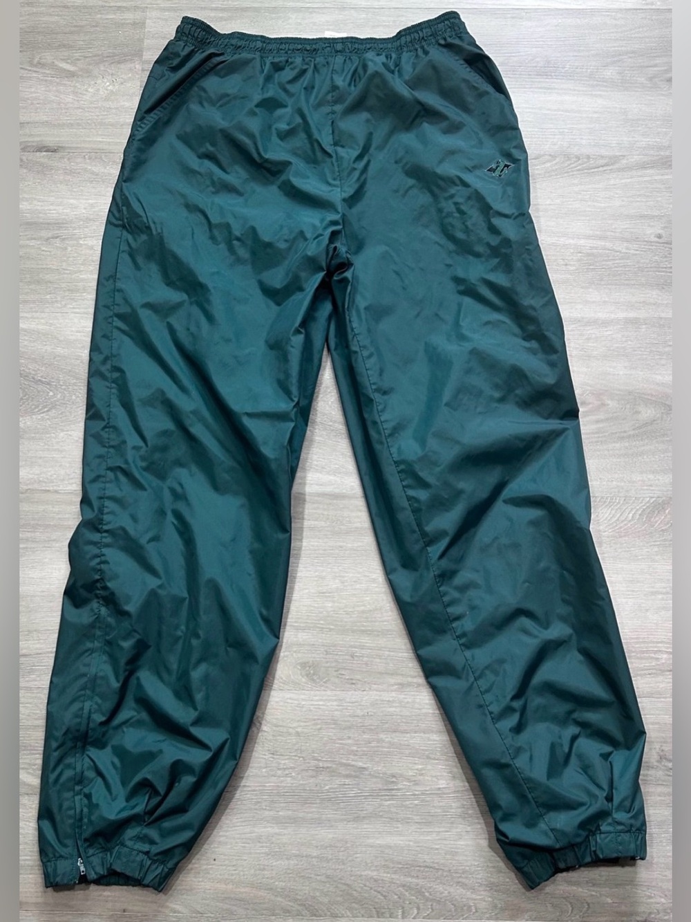 VTG Jerzees Men's Medium Nylon Windbreaker Pants Forest Green Lined Zipper Leg